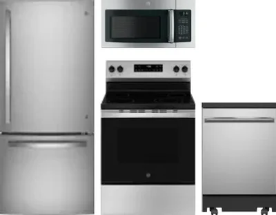 4 Piece Package Includes Refrigerator, Range, Microwave And Dishwasher