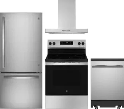 4 Piece Package Includes Refrigerator, Range, Hood And Dishwasher
