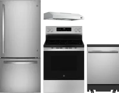 4 Piece Package Includes Refrigerator, Range, Hood And Dishwasher