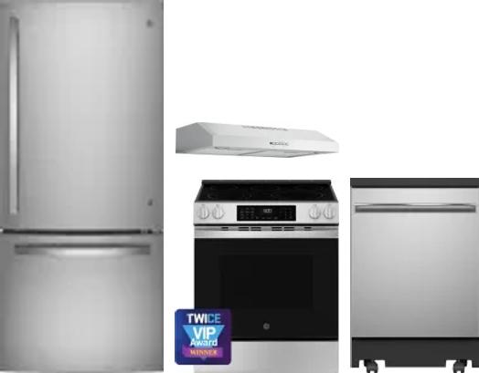 4 Piece Package Includes Refrigerator, Range, Hood And Dishwasher