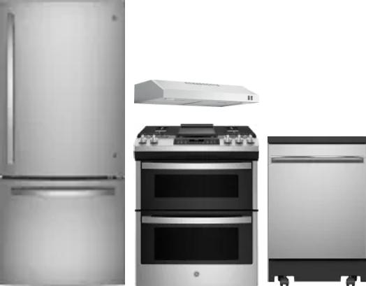 4 Piece Package Includes Refrigerator, Range, Hood And Dishwasher
