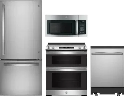 4 Piece Package Includes Refrigerator, Range, Microwave And Dishwasher