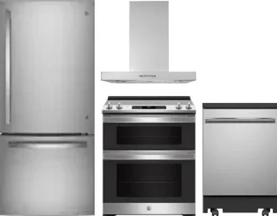 4 Piece Package Includes Refrigerator, Range, Hood And Dishwasher