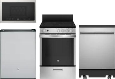 4 Piece Package Includes Refrigerator, Range, Microwave And Dishwasher