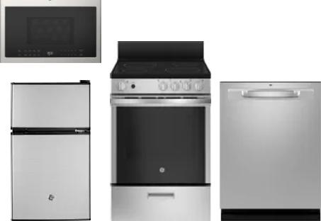 4 Piece Package Includes Refrigerator, Range, Microwave And Dishwasher