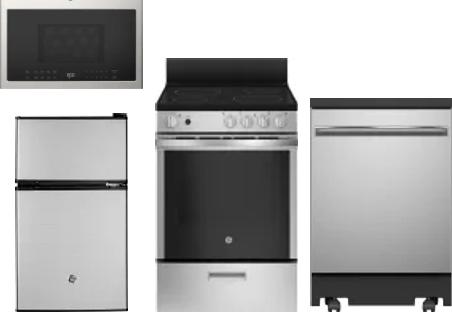 4 Piece Package Includes Refrigerator, Range, Microwave And Dishwasher