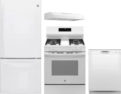 4 Piece Package Includes Refrigerator, Range, Hood And Dishwasher