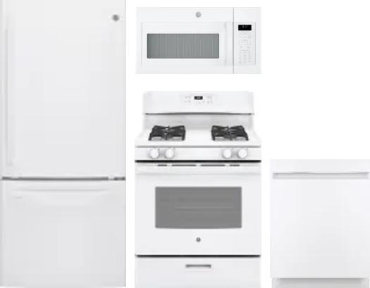 4 Piece Package Includes Refrigerator, Range, Microwave And Dishwasher