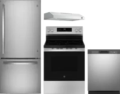 4 Piece Package Includes Refrigerator, Range, Hood And Dishwasher
