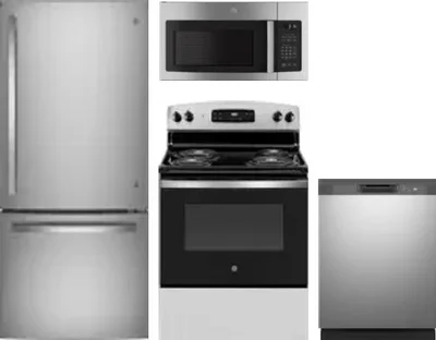 4 Piece Package Includes Refrigerator, Range, Microwave And Dishwasher