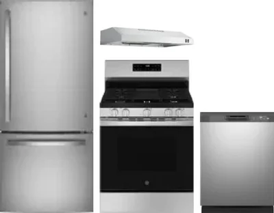 4 Piece Package Includes Refrigerator, Range, Hood And Dishwasher