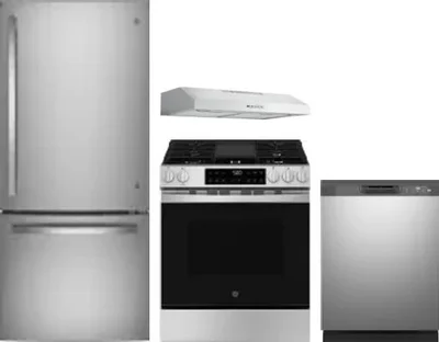 4 Piece Package Includes Refrigerator, Range, Hood And Dishwasher
