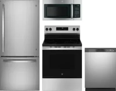 4 Piece Package Includes Refrigerator, Range, Microwave And Dishwasher