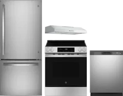 4 Piece Package Includes Refrigerator, Range, Hood And Dishwasher
