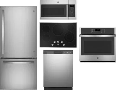 5 Piece Package Includes Refrigerator, Cooktop, Wall Oven, Microwave And Dishwasher