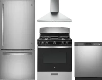 4 Piece Package Includes Refrigerator, Range, Hood And Dishwasher