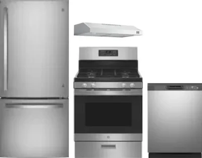 4 Piece Package Includes Refrigerator, Range, Hood And Dishwasher