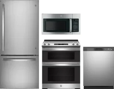 4 Piece Package Includes Refrigerator, Range, Microwave And Dishwasher