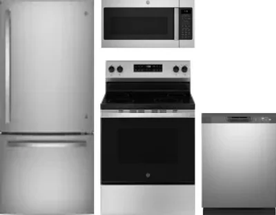 4 Piece Package Includes Refrigerator, Range, Microwave And Dishwasher