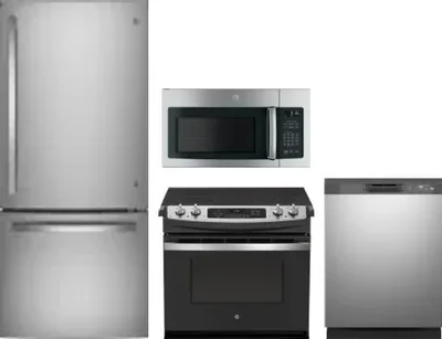 4 Piece Package Includes Refrigerator, Range, Microwave And Dishwasher