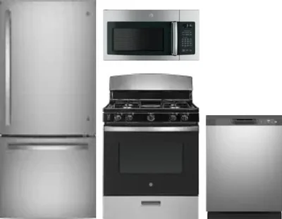 4 Piece Package Includes Refrigerator, Range, Microwave And Dishwasher