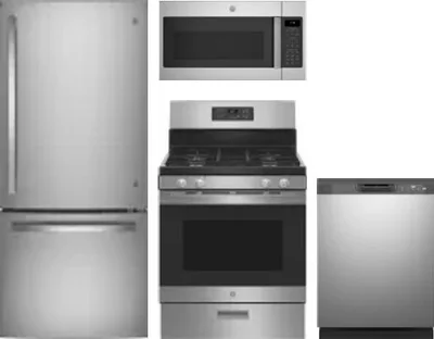 4 Piece Package Includes Refrigerator, Range, Microwave And Dishwasher