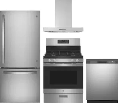 4 Piece Package Includes Refrigerator, Range, Hood And Dishwasher