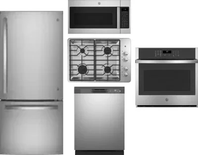 5 Piece Package Includes Refrigerator, Cooktop, Wall Oven, Microwave And Dishwasher