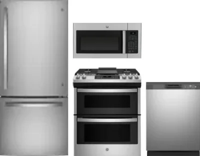 4 Piece Package Includes Refrigerator, Range, Microwave And Dishwasher