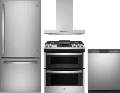 4 Piece Package Includes Refrigerator, Range, Hood And Dishwasher