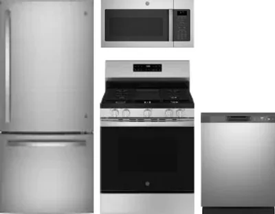 4 Piece Package Includes Refrigerator, Range, Microwave And Dishwasher