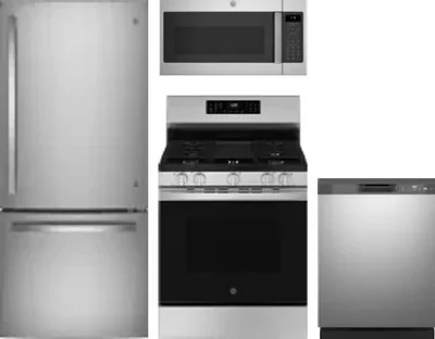 4 Piece Package Includes Refrigerator, Range, Microwave And Dishwasher
