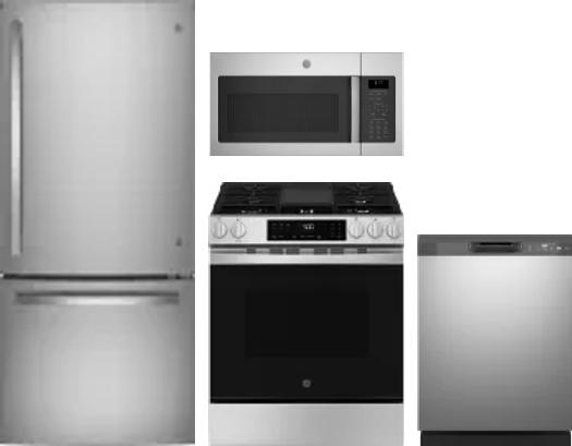 4 Piece Package Includes Refrigerator, Range, Microwave And Dishwasher