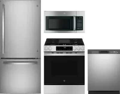 4 Piece Package Includes Refrigerator, Range, Microwave And Dishwasher