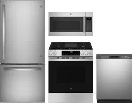 4 Piece Package Includes Refrigerator, Range, Microwave And Dishwasher