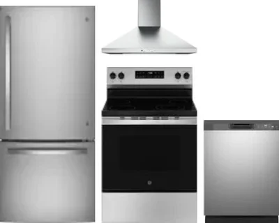4 Piece Package Includes Refrigerator, Range, Hood And Dishwasher