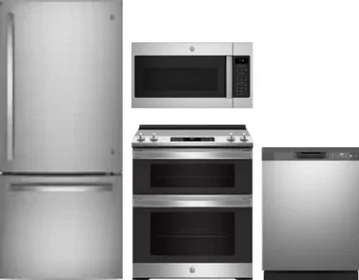 4 Piece Package Includes Refrigerator, Range, Microwave And Dishwasher