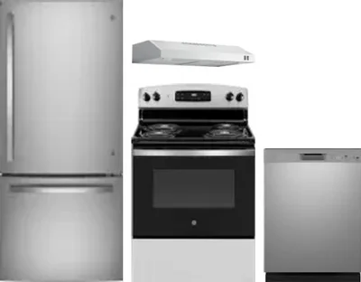 4 Piece Package Includes Refrigerator, Range, Hood And Dishwasher
