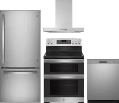 4 Piece Package Includes Refrigerator, Range, Hood And Dishwasher
