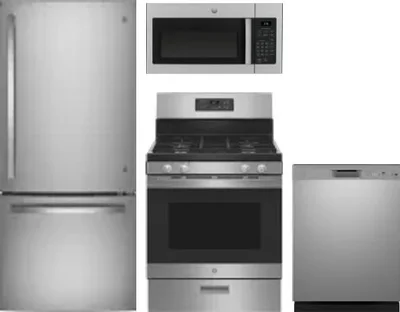 4 Piece Package Includes Refrigerator, Range, Microwave And Dishwasher