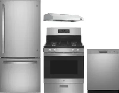 4 Piece Package Includes Refrigerator, Range, Hood And Dishwasher