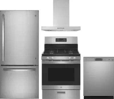 4 Piece Package Includes Refrigerator, Range, Hood And Dishwasher