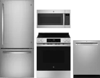 4 Piece Package Includes Refrigerator, Range, Microwave And Dishwasher
