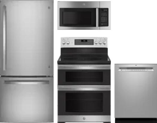 4 Piece Package Includes Refrigerator, Range, Microwave And Dishwasher