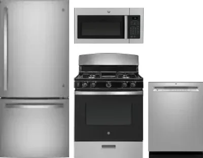 4 Piece Package Includes Refrigerator, Range, Microwave And Dishwasher