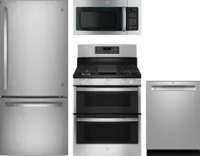 4 Piece Package Includes Refrigerator, Range, Microwave And Dishwasher