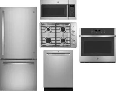 5 Piece Package Includes Refrigerator, Cooktop, Wall Oven, Microwave And Dishwasher
