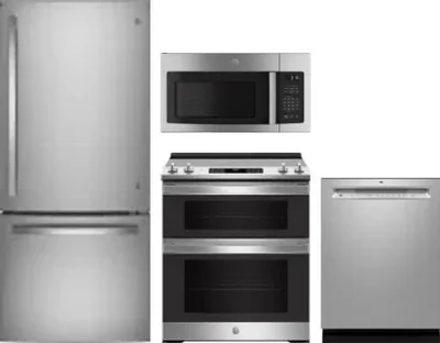 4 Piece Package Includes Refrigerator, Range, Microwave And Dishwasher