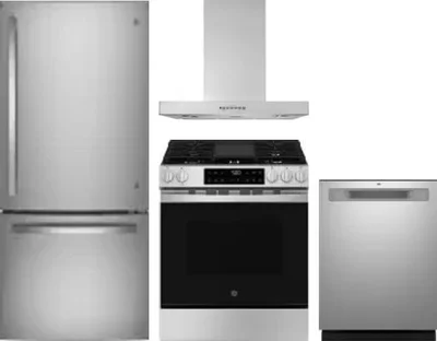 4 Piece Package Includes Refrigerator, Range, Hood And Dishwasher