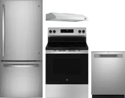 4 Piece Package Includes Refrigerator, Range, Hood And Dishwasher